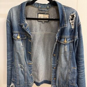 Forever 21 Blue Distressed Jean Jacket